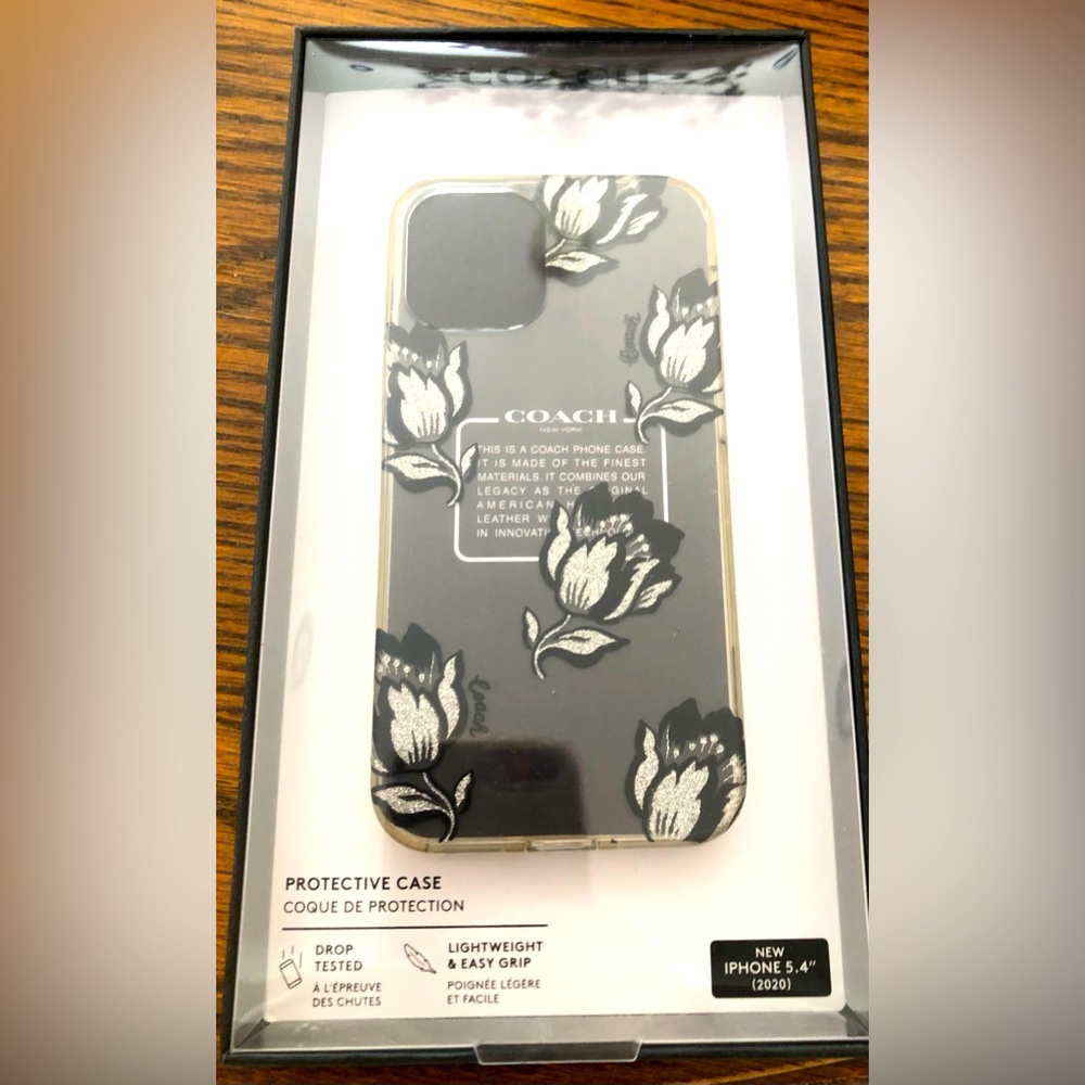 NWT  COACH Black Floral Iphone Case  5.4"  $50